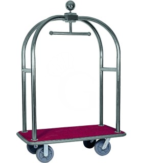 Gepäckwagen mit Kleiderstange, Edelstahl, B 1240 mm x T 640 mm x H 1900 mm