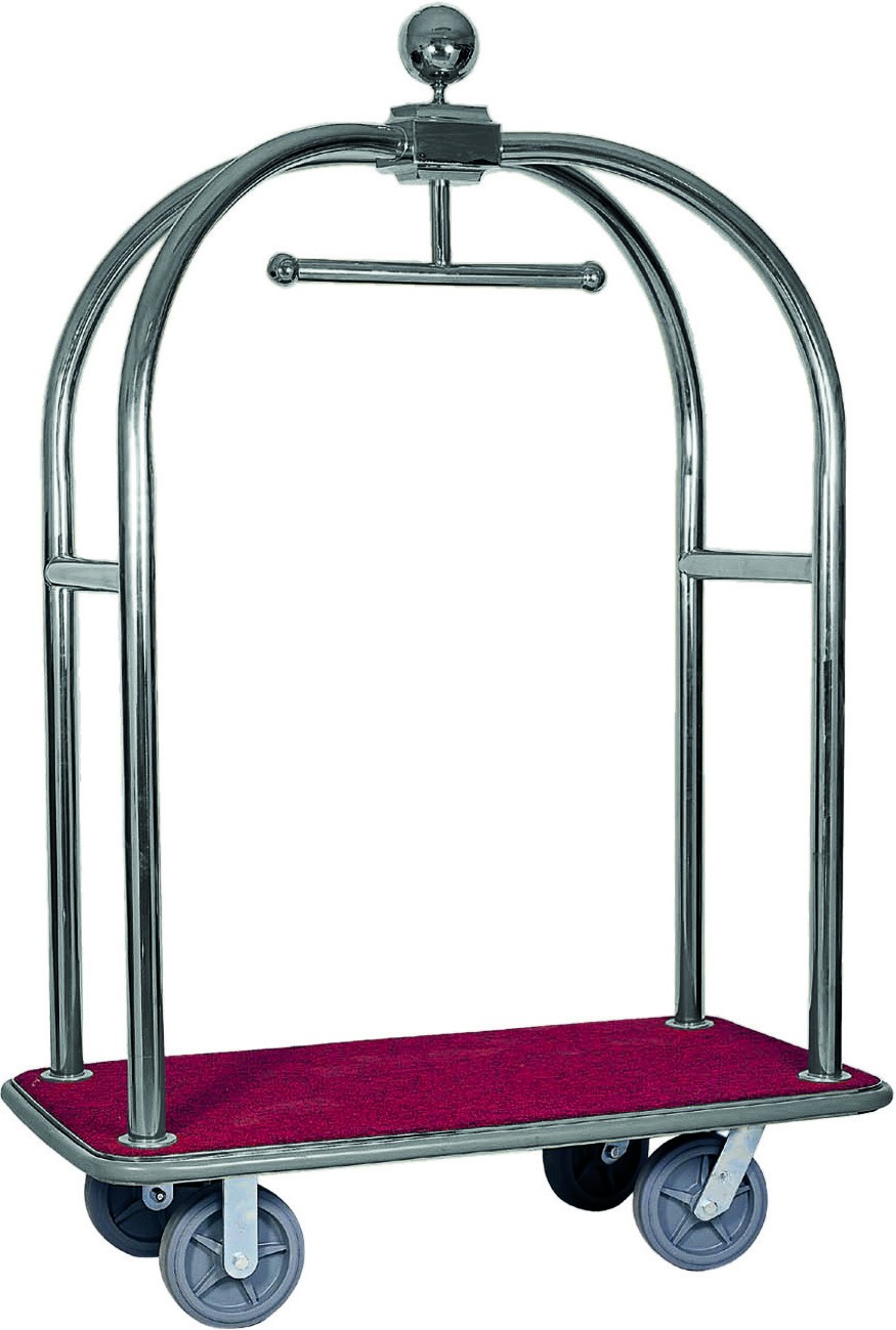 Gepäckwagen mit Kleiderstange, Edelstahl, B 1240 mm x T 640 mm x H 1900 mm