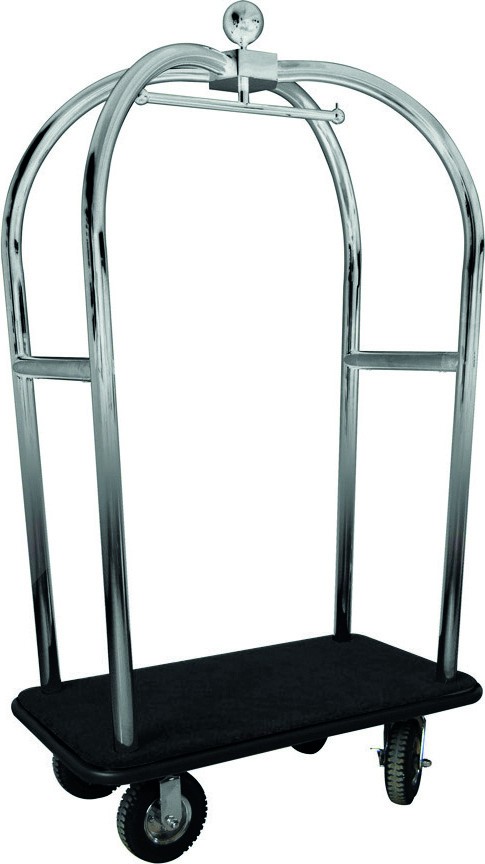 Gepäckwagen mit Kleiderstange aus Edelstahl, B 1100 mm x T 620 mm x H 1980 mm