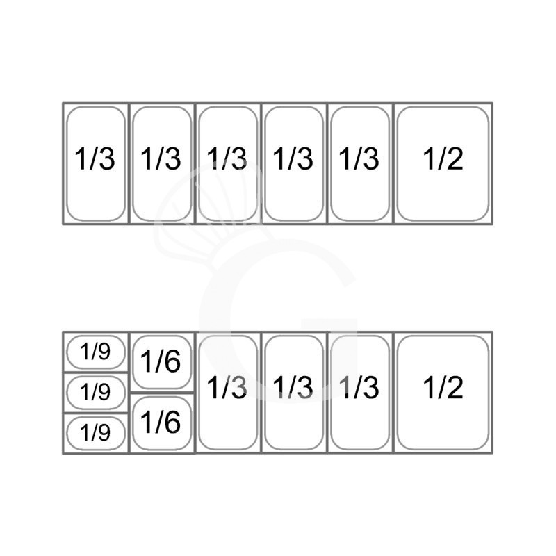 Pizzakühltisch, 1 Tür, 7 Schubladen, 210 L, Gitter 600 x 400 mm, mit Kühlaufsatzvitrine für 5 Behälter GN1/3 + 1 Behälter GN1/2