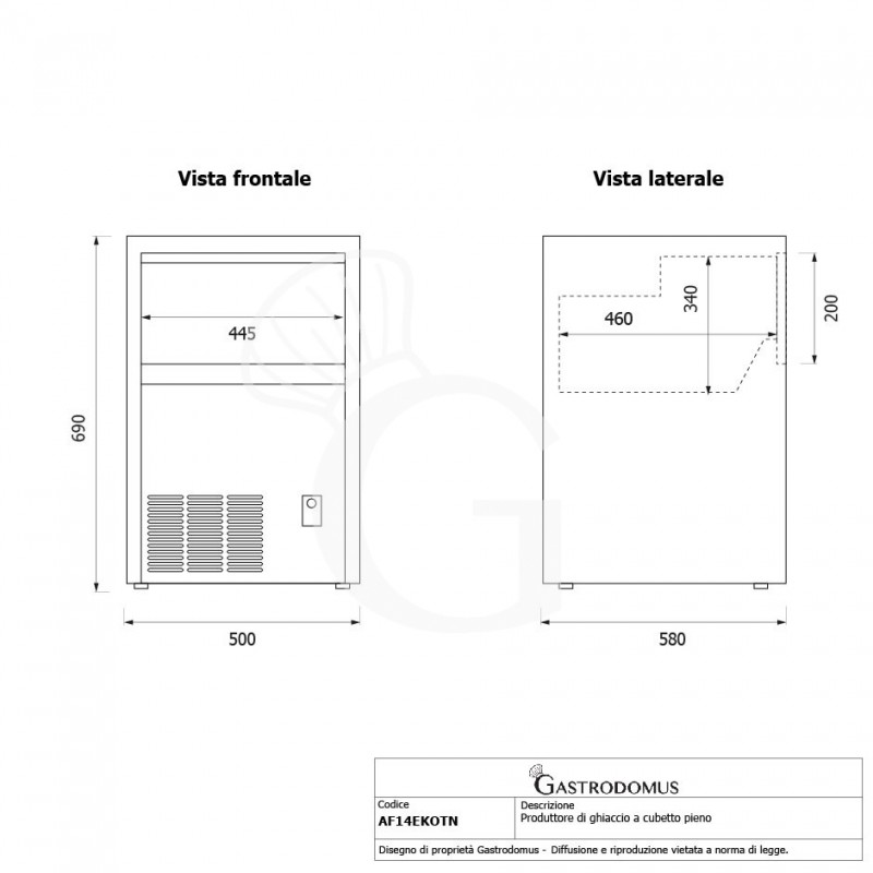 Produttore di ghiaccio monofase kg 37/24h cubetto pieno