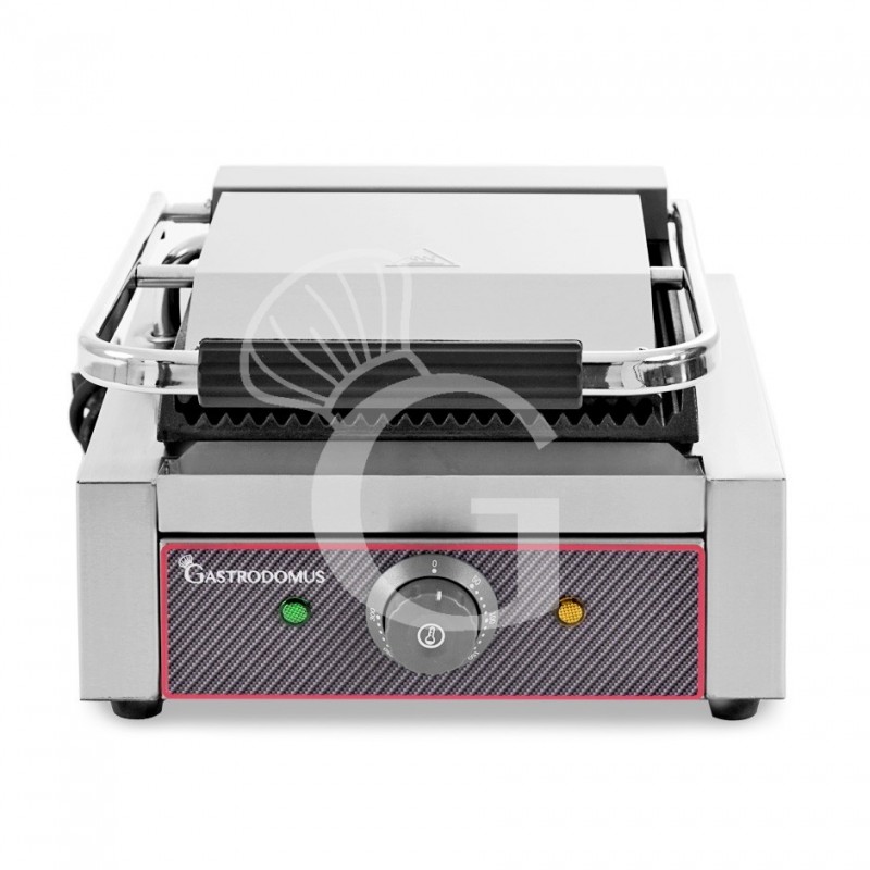 Kontaktgrill, gerillte Grillplatte aus Gusseisen, B 130 mm x T 380 mm x H 210/520 mm