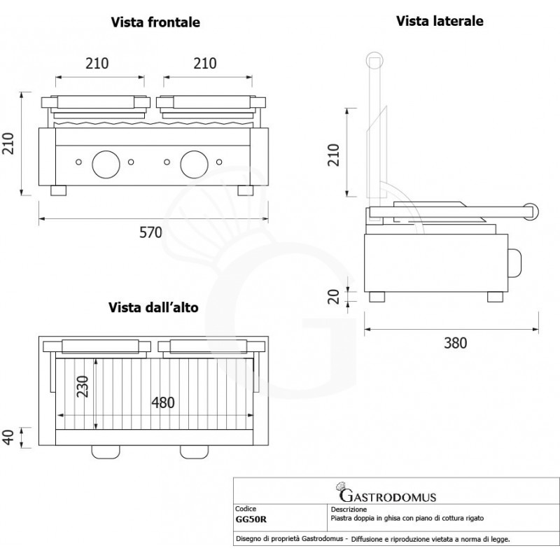 doppel kontaktgrill gerillte grillplatte aus gusseisen b 570 mm x t 380 mm x h 210520 mm