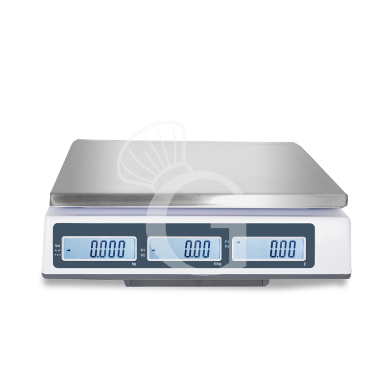 Geeichte Ladenwaage / Marktwaage ohne Hochanzeige,  Tragkraft 30 kg, Präzision auf bis 5/10 g,  B 330 mm x T 345 mm x H 117 mm
