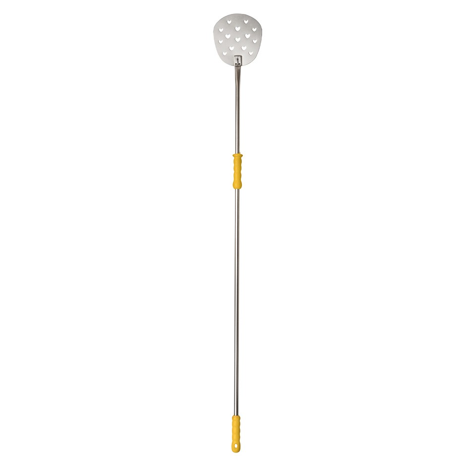 Pizzaschaufel, Edelstahl, herzförmig-gelocht, Ø 260 mm, H 1700 mm