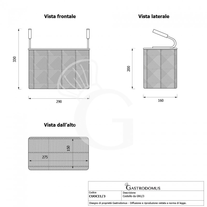 Nudelkorb GN1/3, horizontal (B 290 mm x T 160 mm x H 200 mm)