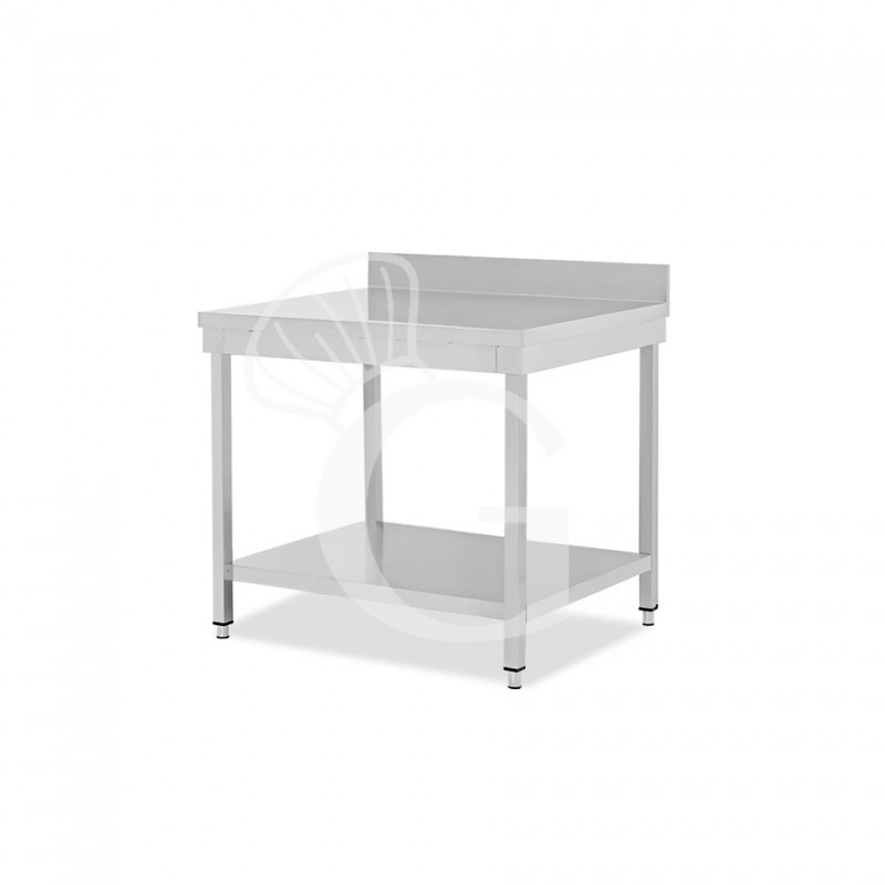 copy of Tavolo semplice in acciaio inox con 1 ripiano, alzatina e misure L 600 mm x P 700 mm x H 850 mm