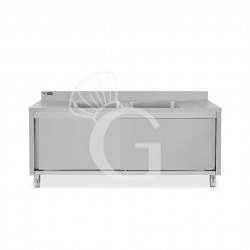 copy of Lavapentole armadiato in acciaio inox,porte scorrevoli,alzatina,1 vasca, L 1800 x P 600 x H 850 mm