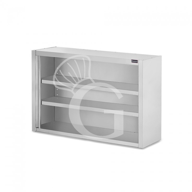 Offener Wandhängeschrank, Edelstahl, 2 Zwischenböden, B 1100 mm x T 400 mm x H 1000 mm