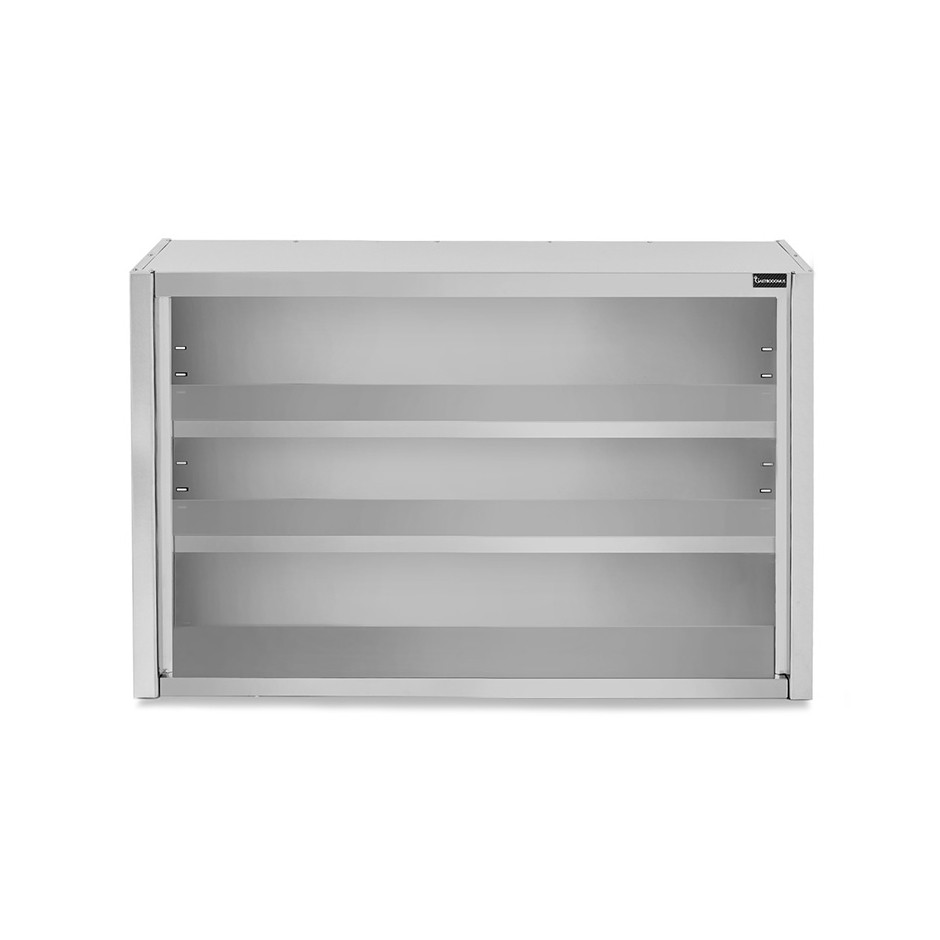 Offener Wandhängeschrank, Edelstahl, 2 Zwischenböden, B 1100 mm x T 400 mm x H 1000 mm
