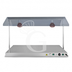 Infrarot-Wärmebrücke mit Warmhalteplatte, 2 Infrarotlampen, Edelstahl