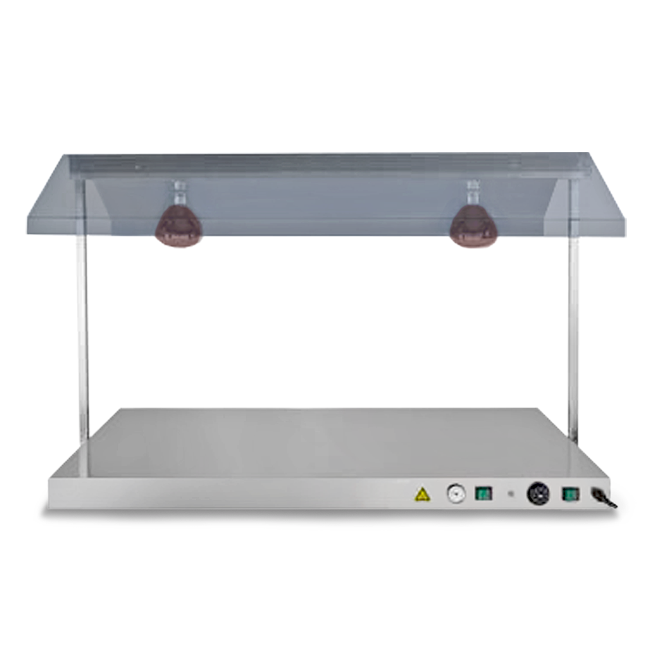 Infrarot-Wärmebrücke mit Warmhalteplatte, 2 Infrarotlampen, Edelstahl