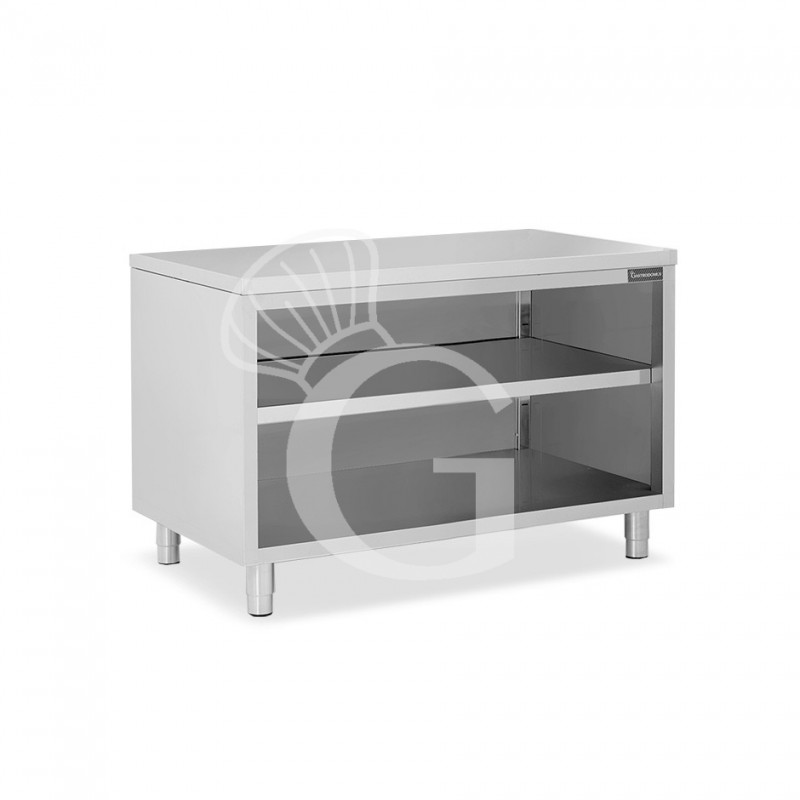 Offener Edelstahltisch 2 Regalböden B 1600 mm x T 700 mm x H 850 mm