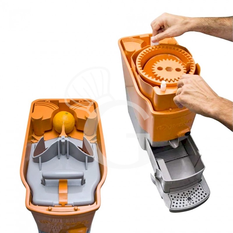 Elektrische Orangenpresse/Fruchtsaftpresse, orangefarbener Kunststoff, einphasig, 100 W