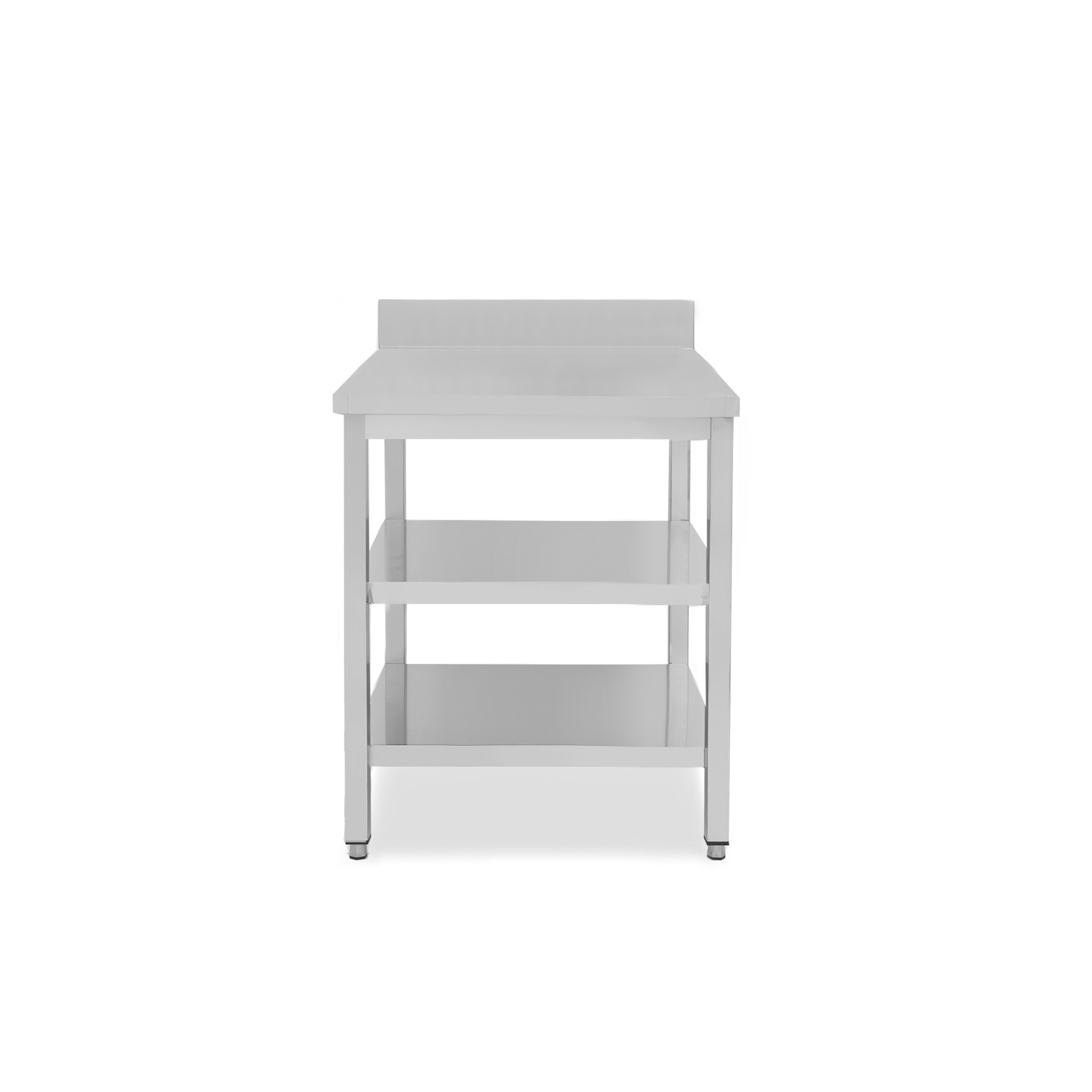 Edelstahltisch, 2 Regalböden, Aufkantung, B 500 mm X T 800 mm X H 965 mm