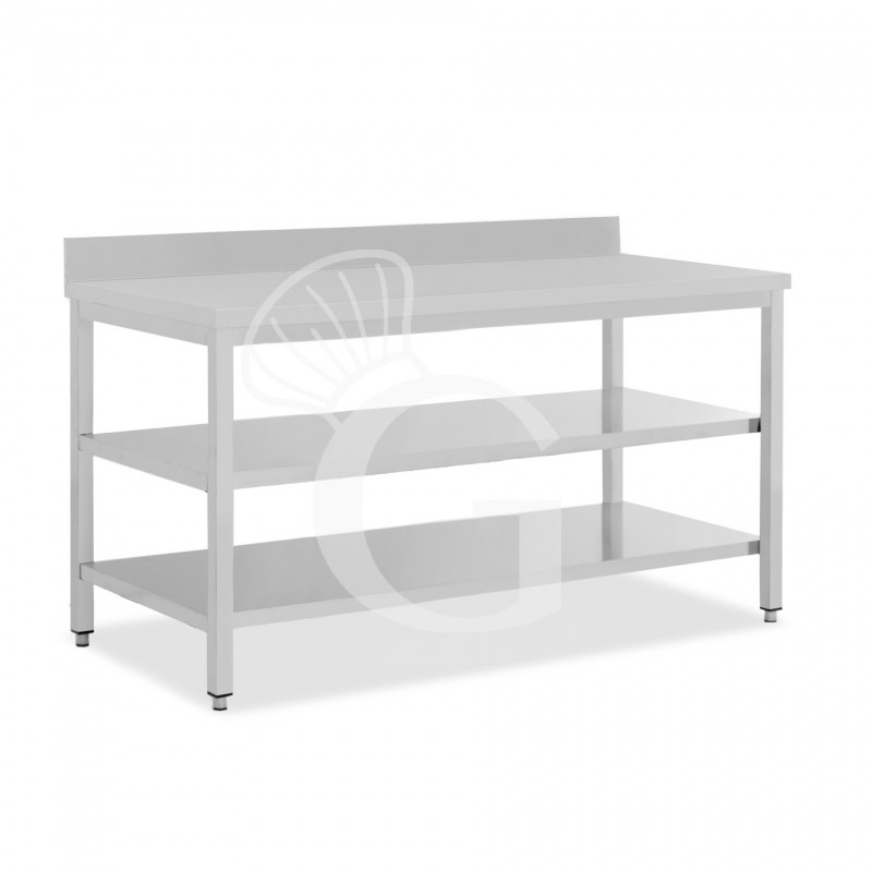 Edelstahltisch 2 Regalböden Aufsatz B 2000 mm x T 800 mm x H 950 mm