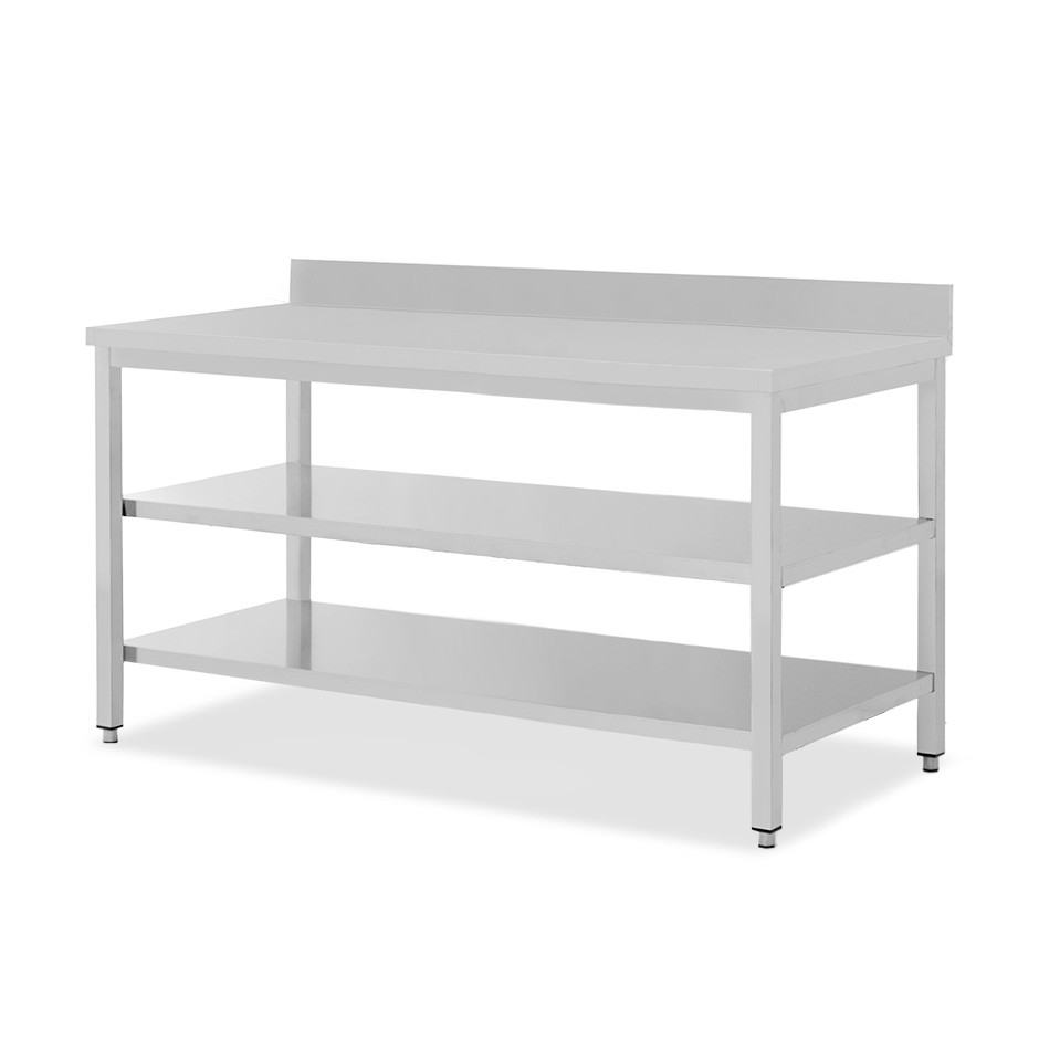 Edelstahltisch 2 Regalböden Aufsatz B 2000 mm x T 800 mm x H 950 mm