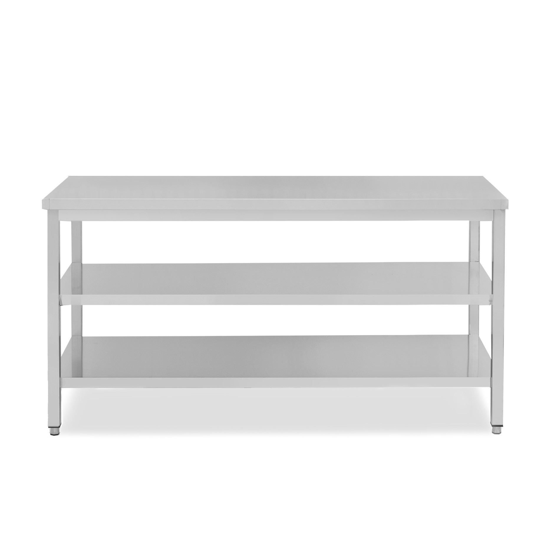 Edelstahltisch 2 Regalböden B 2000 mm x T 600 mm x H 850 mm