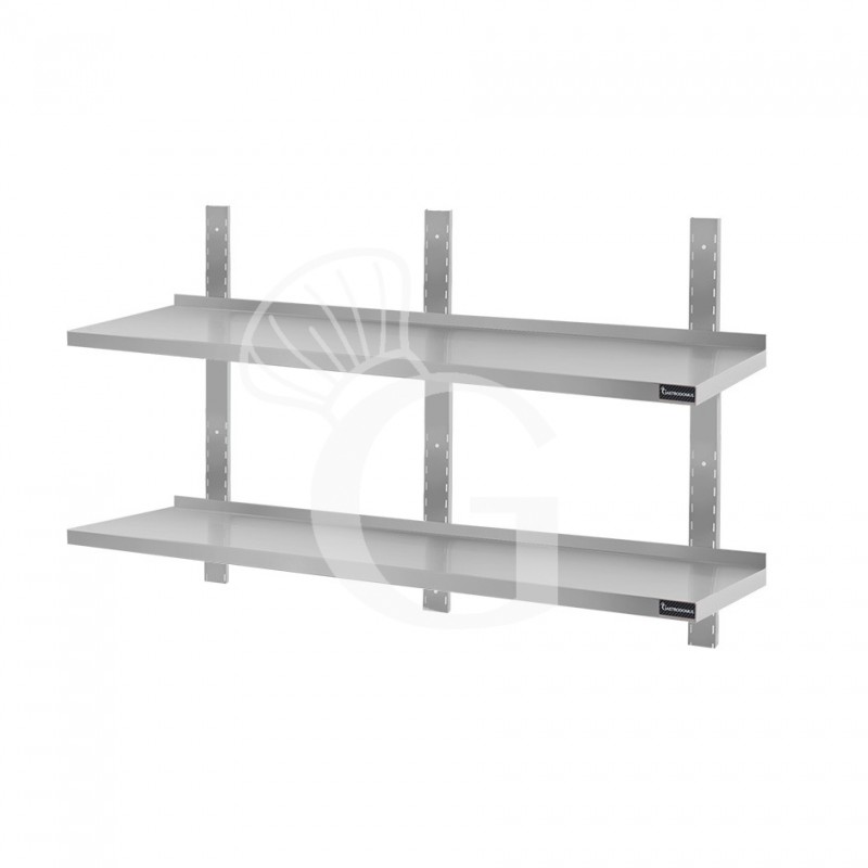 Doppelte Wandborde aus Edelstahl, B 1800 mm x T 400 mm x H 700 mm
