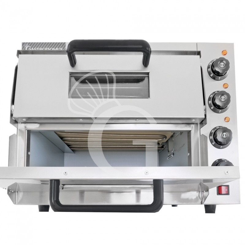 Elektro-Pizzaofen, 2 Backkammern, für 1 Pizza (Ø 320 mm), mechanische Kontrolle, 350 °C, 3 kW