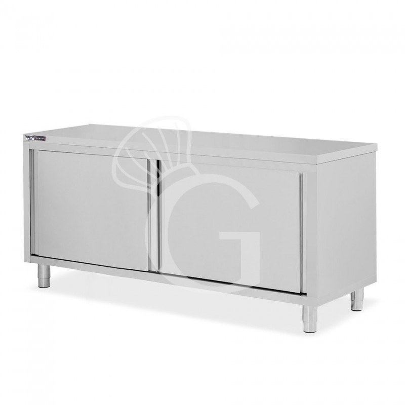 copy of Tavolo armadiato in acciaio inox con 1 porta battente, L 600 mm x P 600 mm x H 850 mm