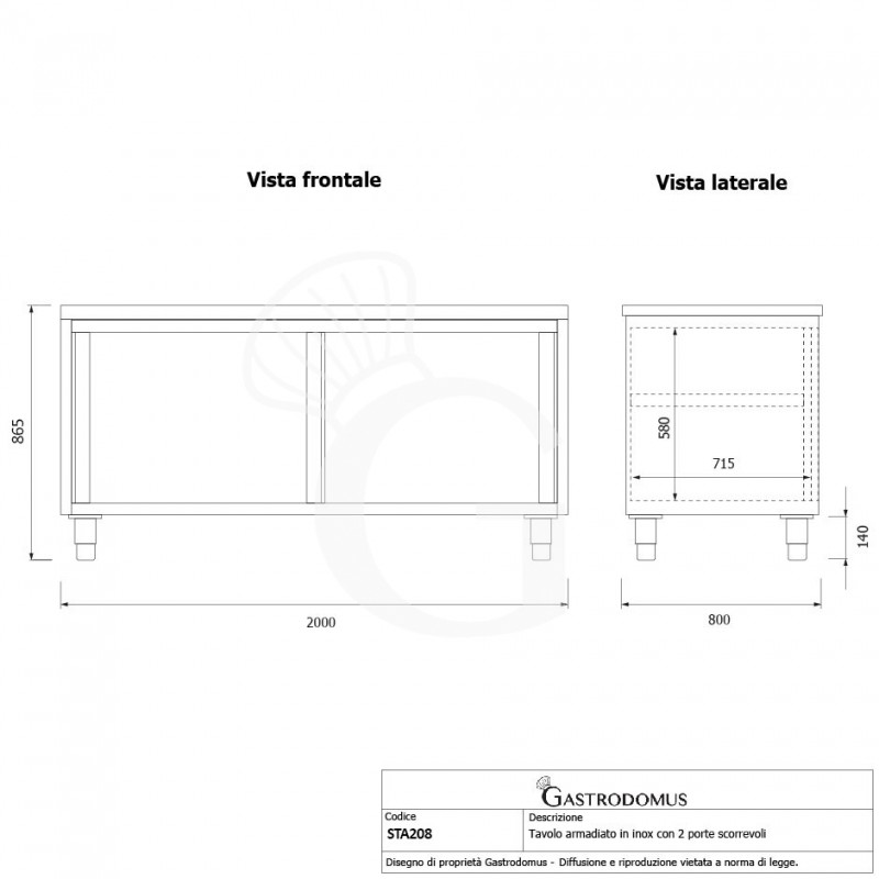 copy of Tavolo armadiato in acciaio inox con 1 porta battente, L 600 mm x P 600 mm x H 850 mm