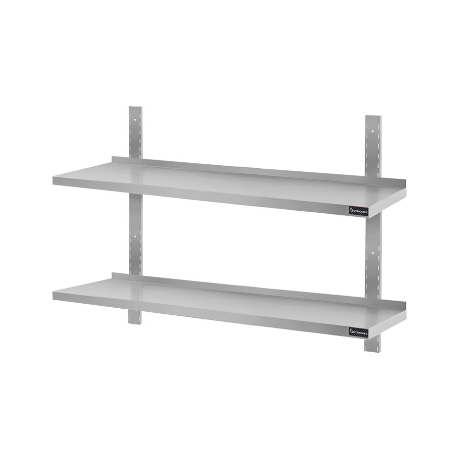 Doppelte Wandborde aus Edelstahl, B 900 mm x T 300 mm x H 700 mm