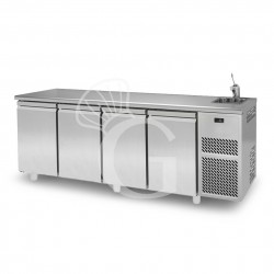 Kühltisch mit Spüle, 4 Türen, Tiefe 700 mm, 0°C/+10°C