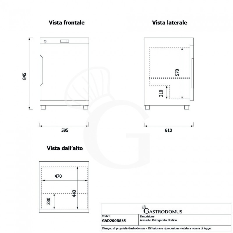 copy of Armadio refrigerato statico ECO - temperatura +2°C/+8°C - capacità 130 LT - in INOX