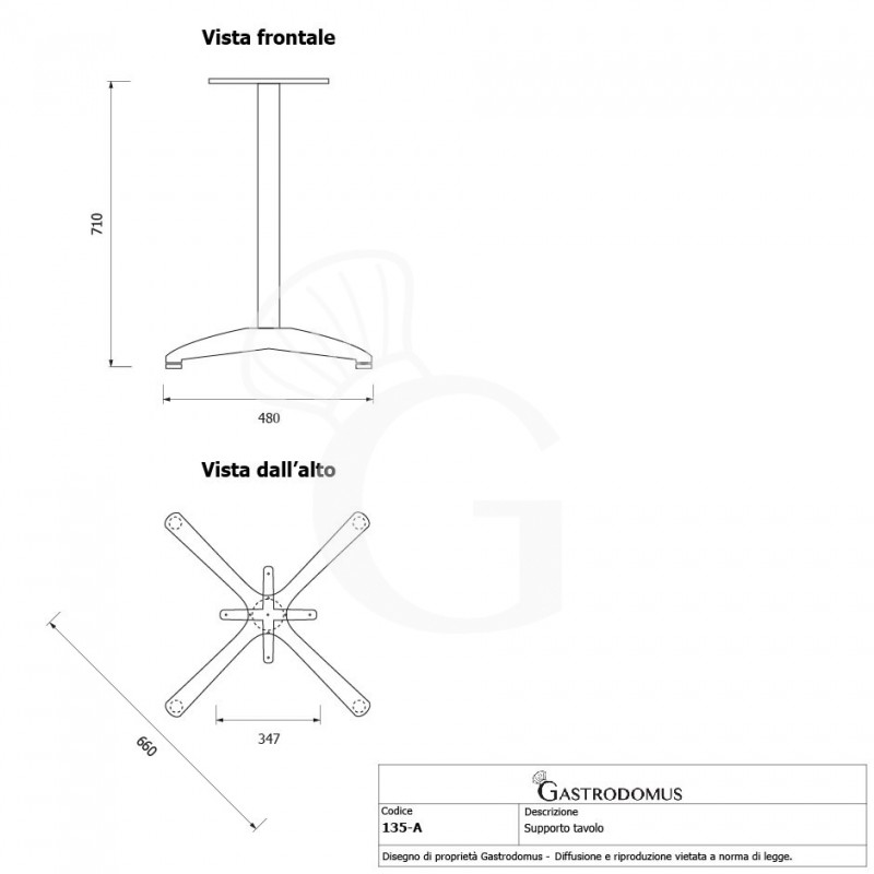 copy of Base in alluminio altezza 70 cm