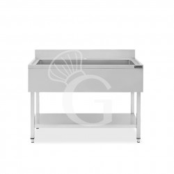 Topf - Spültisch, Edelstahl, 1 Becken, Grundboden, Aufkantung, B 1000 mm x T 600 mm x H 950 mm