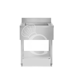 Lavello semplice in acciaio inox, 1 ripiano, alzatina, 1 vasca, L 700 x P 600 x H 850 mm