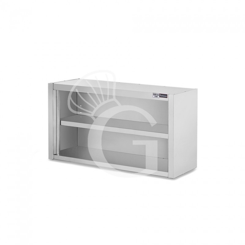 Offener Wandhängeschrank, Edelstahl, 1 Zwischenboden, B 900 mm x T 400 mm x H 660 mm