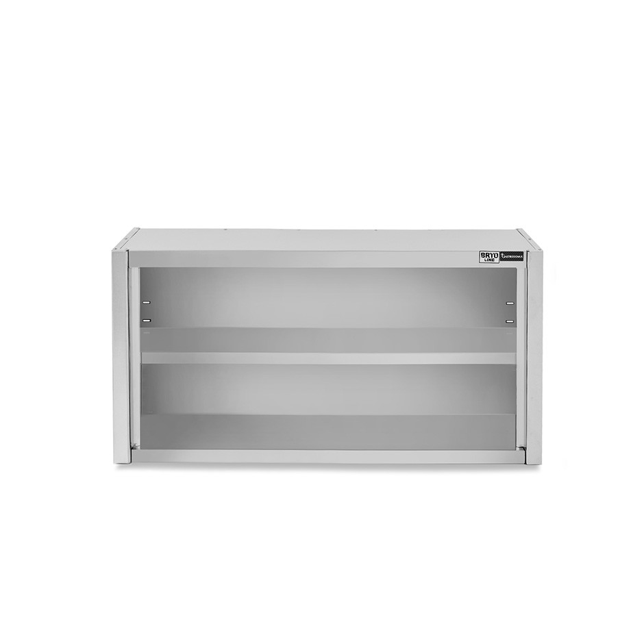 Offener Wandhängeschrank, Edelstahl, 1 Zwischenboden, B 900 mm x T 400 mm x H 660 mm
