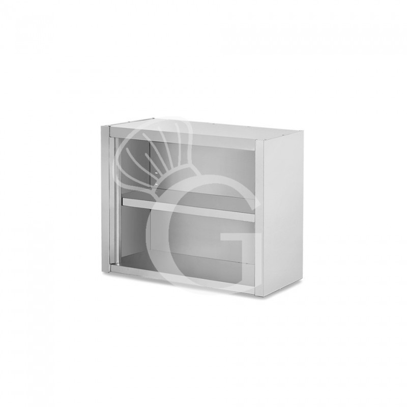 Offener Wandhängeschrank, Edelstahl, 1 Zwischenboden, B 700 mm x T 400 mm x H 800 mm