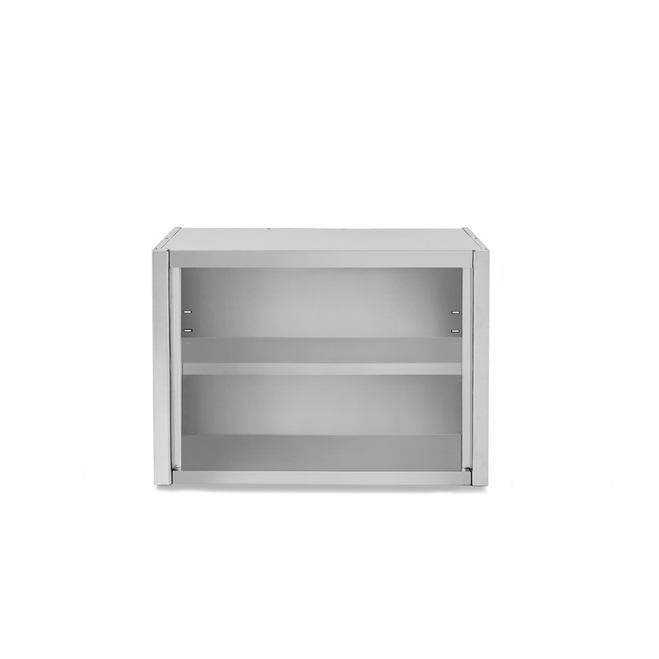 Offener Wandhängeschrank, Edelstahl, 1 Zwischenboden, B 700 mm x T 400 mm x H 800 mm