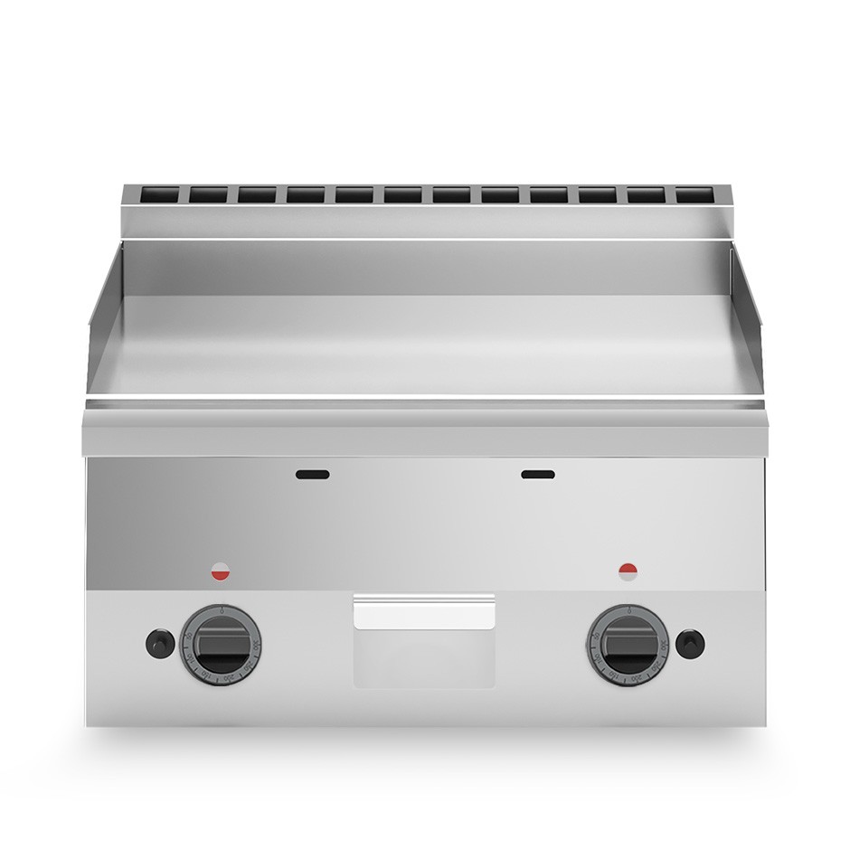 Gas Bratplatte - Glatt, verchromt (B 600 x T 600 x 280 mm), 2 Kochzonen, Tischgerät, 10400 W