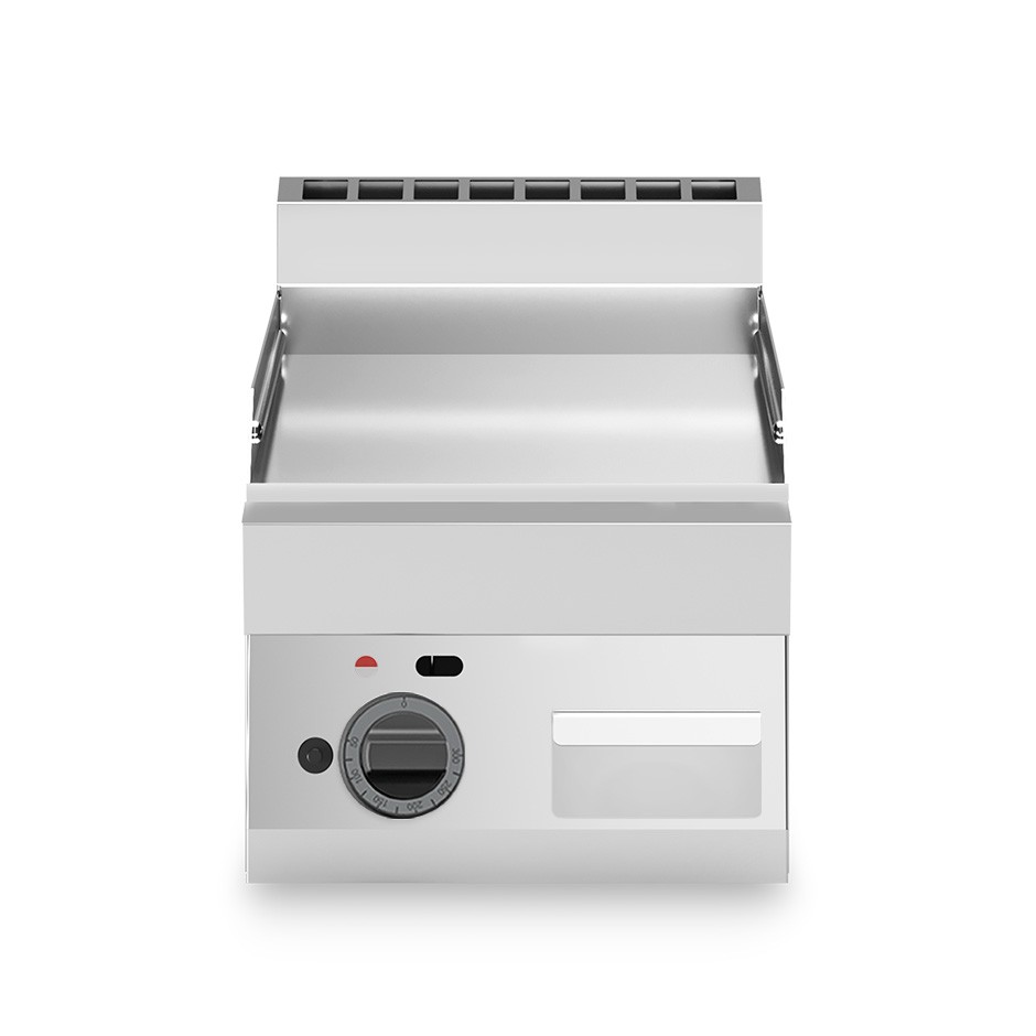 Gas Bratplatte - Glatt, verchromt (B 400 x T 650 x 280 mm), 1 Kochzone, Tischgerät, 5700 W