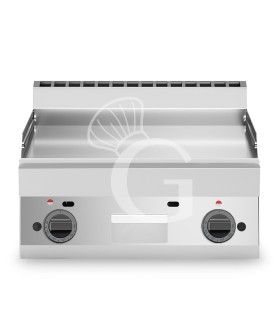 Gas Bratplatte - Glatt, verchromt (B 700 x T 650 x 280 mm), 2 Kochzonen, Tischgerät, 11400 W