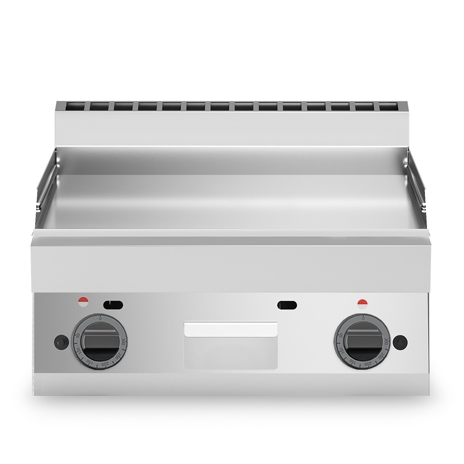 Gas Bratplatte - Glatt, verchromt (B 700 x T 650 x 280 mm), 2 Kochzonen, Tischgerät, 11400 W