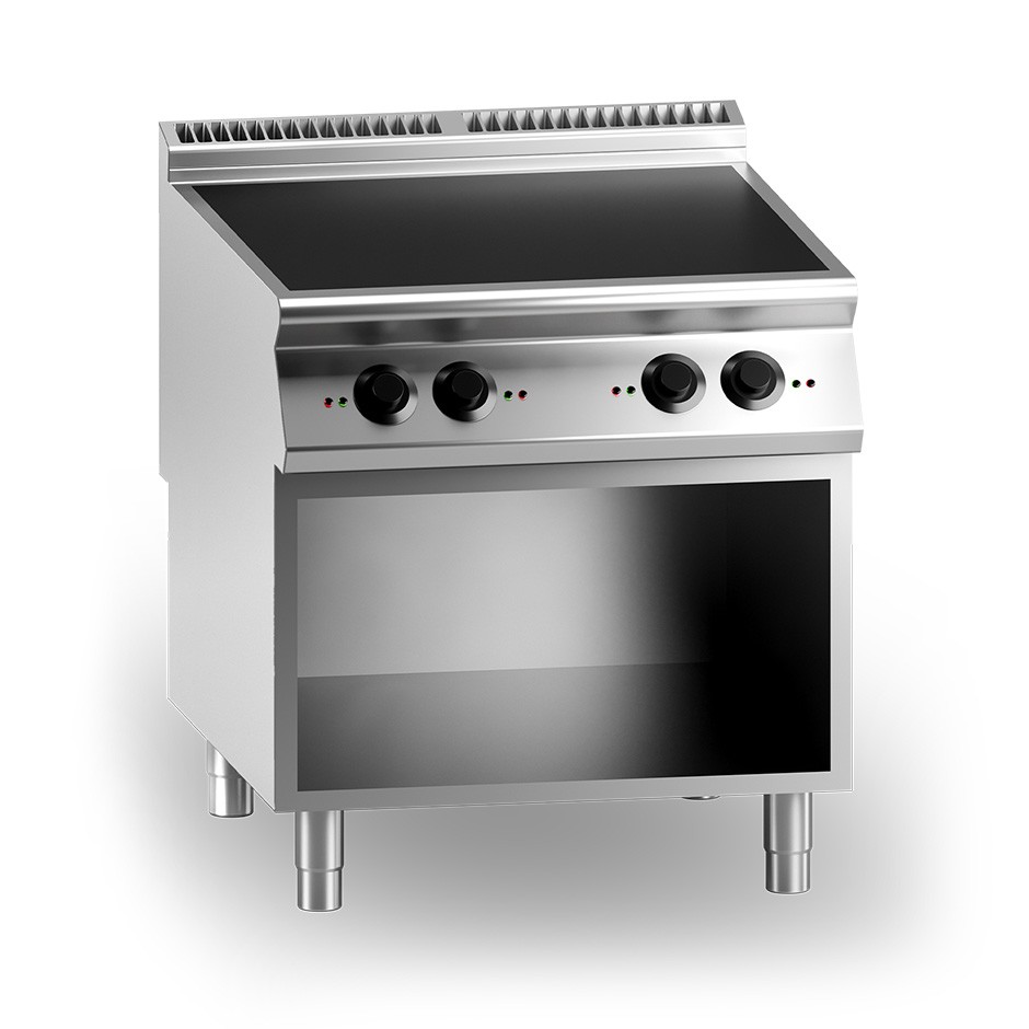 Professioneller Induktionsherd mit 4 Kochzonen und offenen Unterbau, Tiefe 900 mm