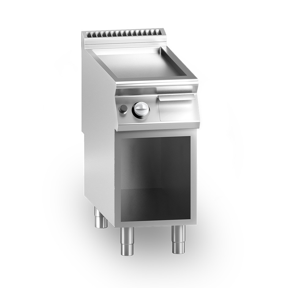 Elektro Bratplatte - glatt, verchromt, offener Unterbau, 1 Kochzone, T 900 mm, 7500 W, dreiphasig