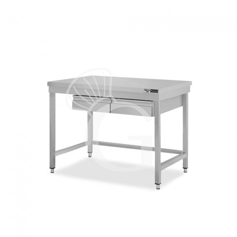 Edelstahltisch, 2 Schubladen, B 1100 mm X T 800 mm X H 865 mm