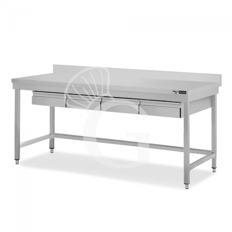 copy of Tavolo semplice in acciaio inox con 4 cassetti e misure L 1800 mm x P 800 mm x H 850 mm