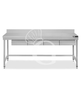 copy of Tavolo semplice in acciaio inox con 4 cassetti e misure L 1800 mm x P 800 mm x H 850 mm