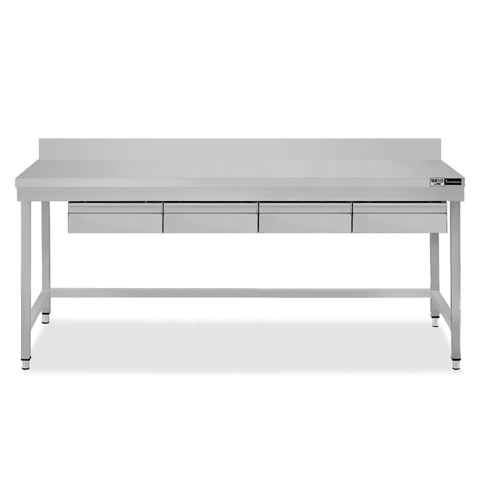 copy of Tavolo semplice in acciaio inox con 4 cassetti e misure L 1800 mm x P 800 mm x H 850 mm