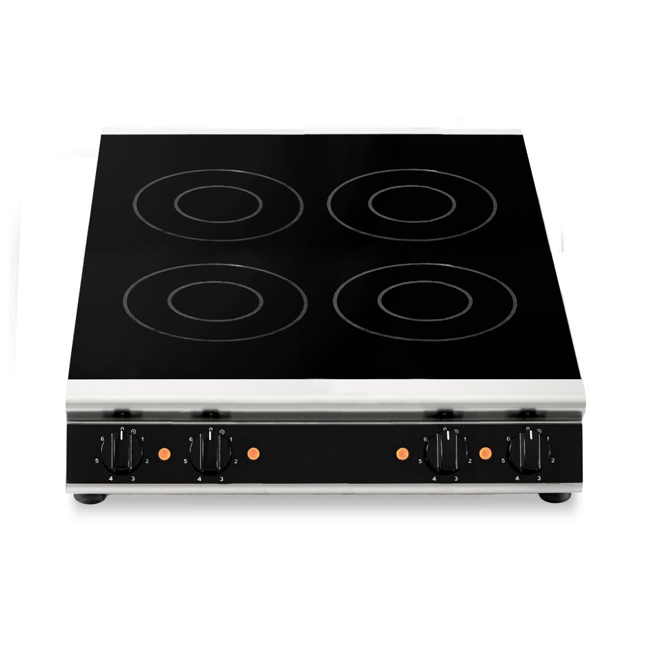 Professionelle Infrarot-Kochplatte aus Glaskeramik, Tischgerät, 4 Kochzonen, B 710 mm x T 670 mm x H 120 mm