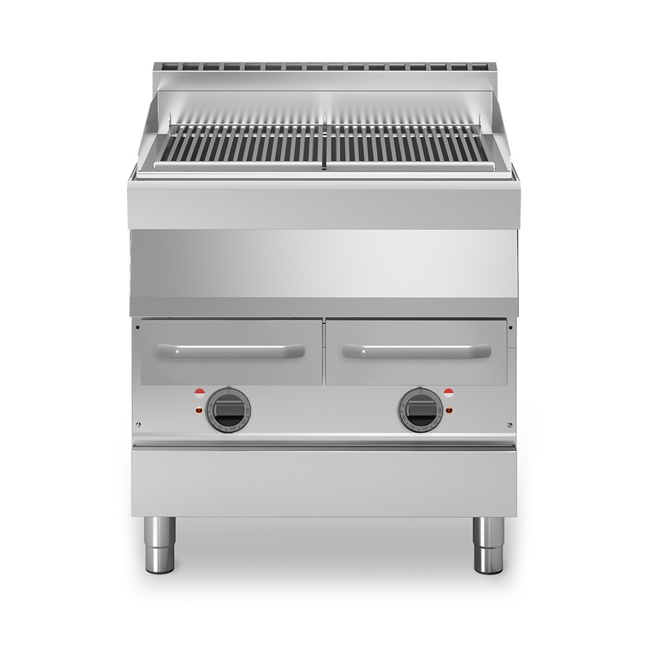Elektrischer Wassergrill, geschlossener Unterbau, 2 Kochzonen, T 700 mm