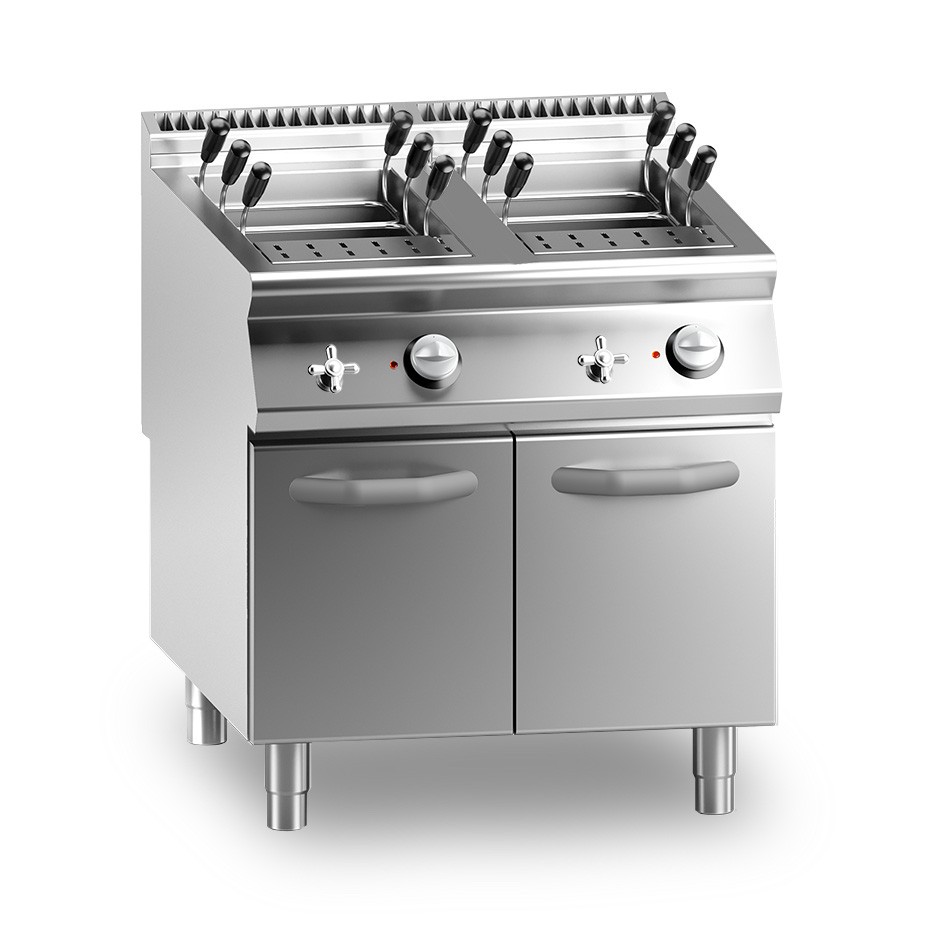 Profi Elektro-Nudelkocher, 2 Becken (2 x 40 Liter) mit Schrank (B 800 mm x T 900 mm x H 870 mm)
