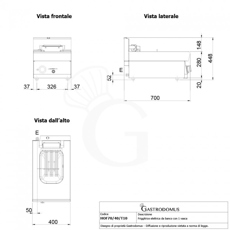 Profi Elektro-Fritteuse mit 1 Becken (10 Liter), Tischgerät, Leistung 7,5 kW – dreiphasig